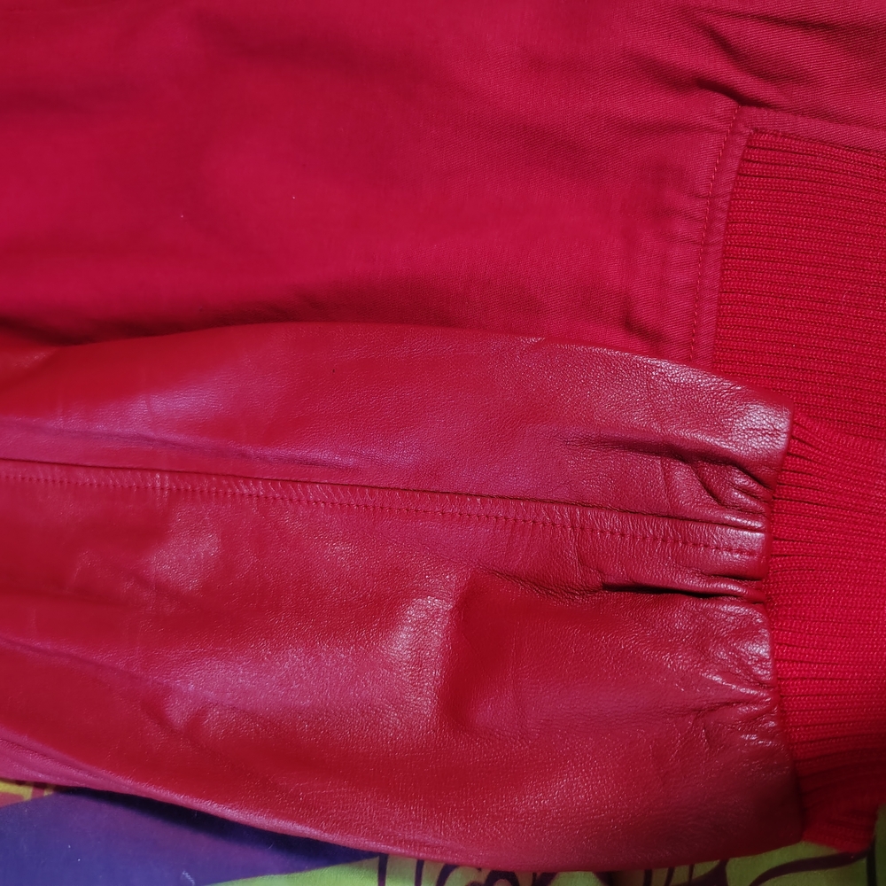 DIAMOND + MICHAEL JACKSON COLLAB -Genuine Red Leather Jacket ( NWOT😲🔥🔥) - Picture 11 of 14